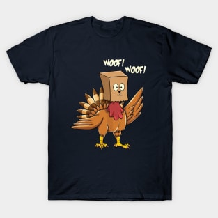 Funny Thanksgiving Turkey Fake Dog Woof T-Shirt